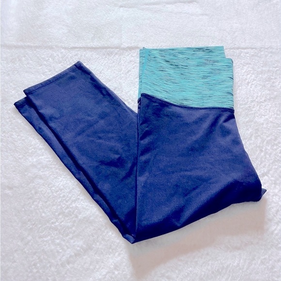Fabletics Blue and Green Leggings with Dynamic Waistband - Picture 1 of 7